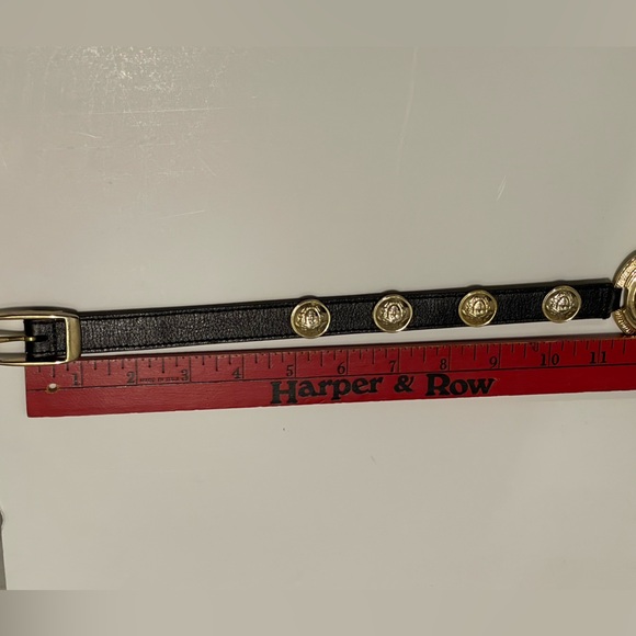 1990s Black Goldtone Greek Key chain Belt with Lion and Medusa medallion main image 11